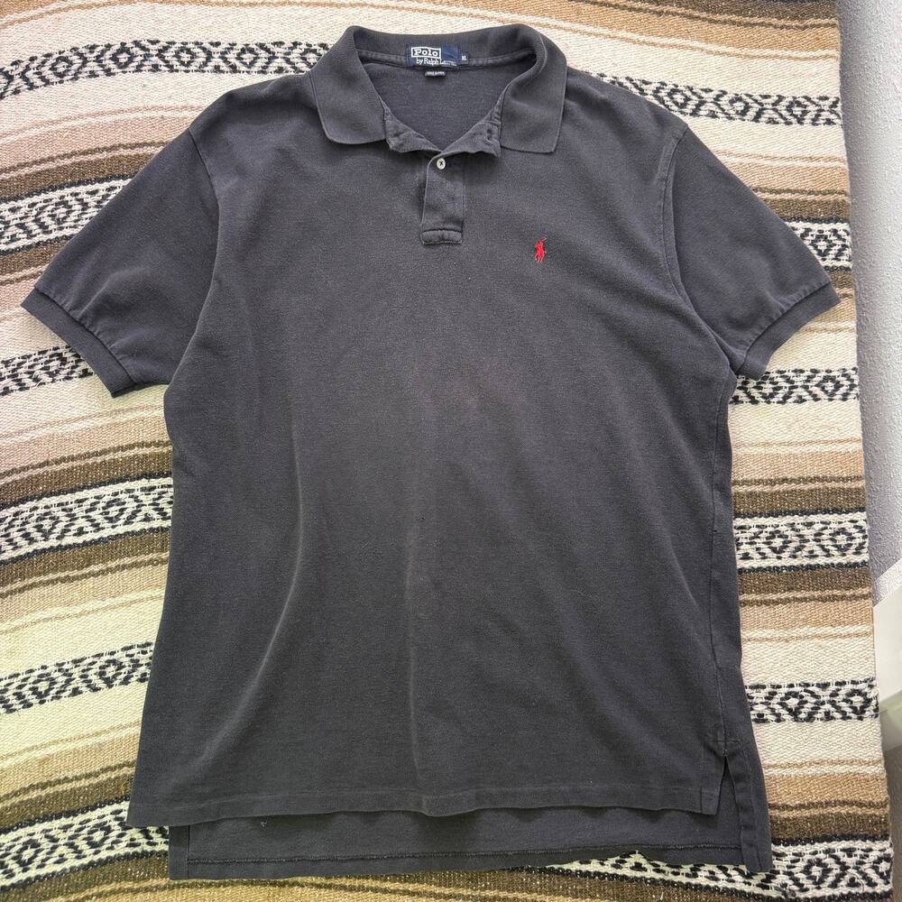 Men's Vintage 90's Polo Ralph Lauren Black Red 100% Cotton Shirt Sz XL USA Made